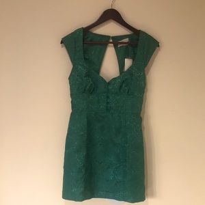 Urban Outfitters Green Patterned Mini Dress in Medium
